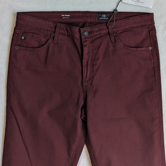AG The Prima Jean High Rise Skinny Cigarette Stretch Sateen Deep Currant 32 NWT - Picture 4 of 16